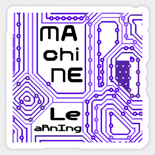 Machine Learning Computer Micro Chip Black Purple Sticker